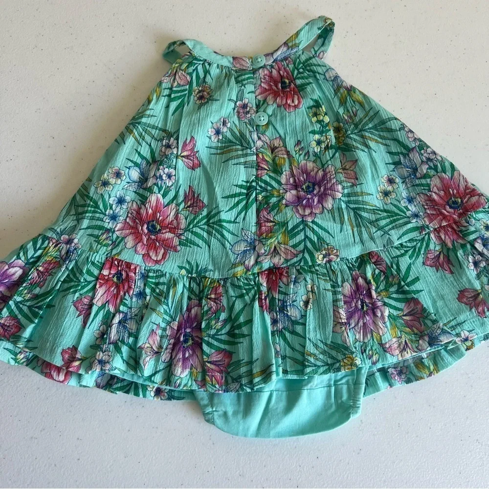 NWOT Baby GAP floral Halter dress size 0-3 months with bloomers summer jade